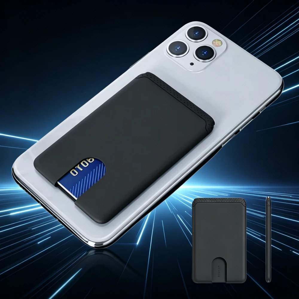 Ultra-Thin Phone Card Wallet, Stick-On Bank ID Credit Card Holder, Adhesive Anti-Drop Card Pocket, Universal for Men and Women