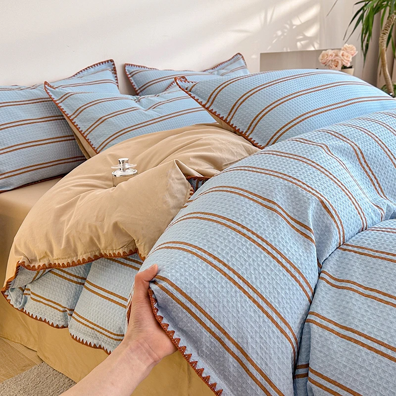 1pc Pure Cotton Quilt Cover for Home Blue Stripes Duvet Cover High Quality bettwäsche Single/Queen/King Comforter Cover 이불커버