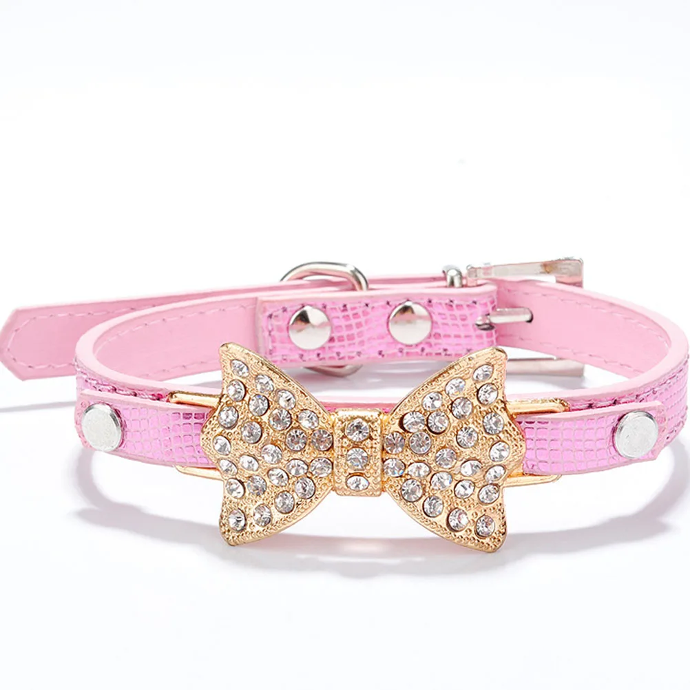 

3 PCS Rhinestone Bow Pet Necklace Creative Collar Bowknot for Ribbon Dog Cat Bow-knot