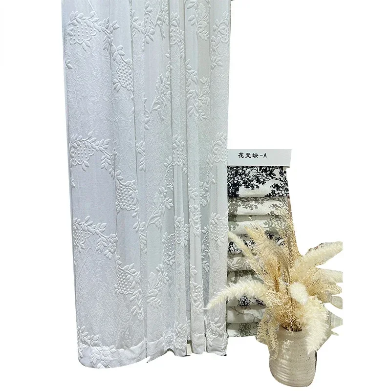 جديد تنقش الجاكار الأبيض ستائر الشاشة لغرفة المعيشة غرفة نوم الفرنسية نافذة شرفة نافذة قسم المنتجات المخصصة #5