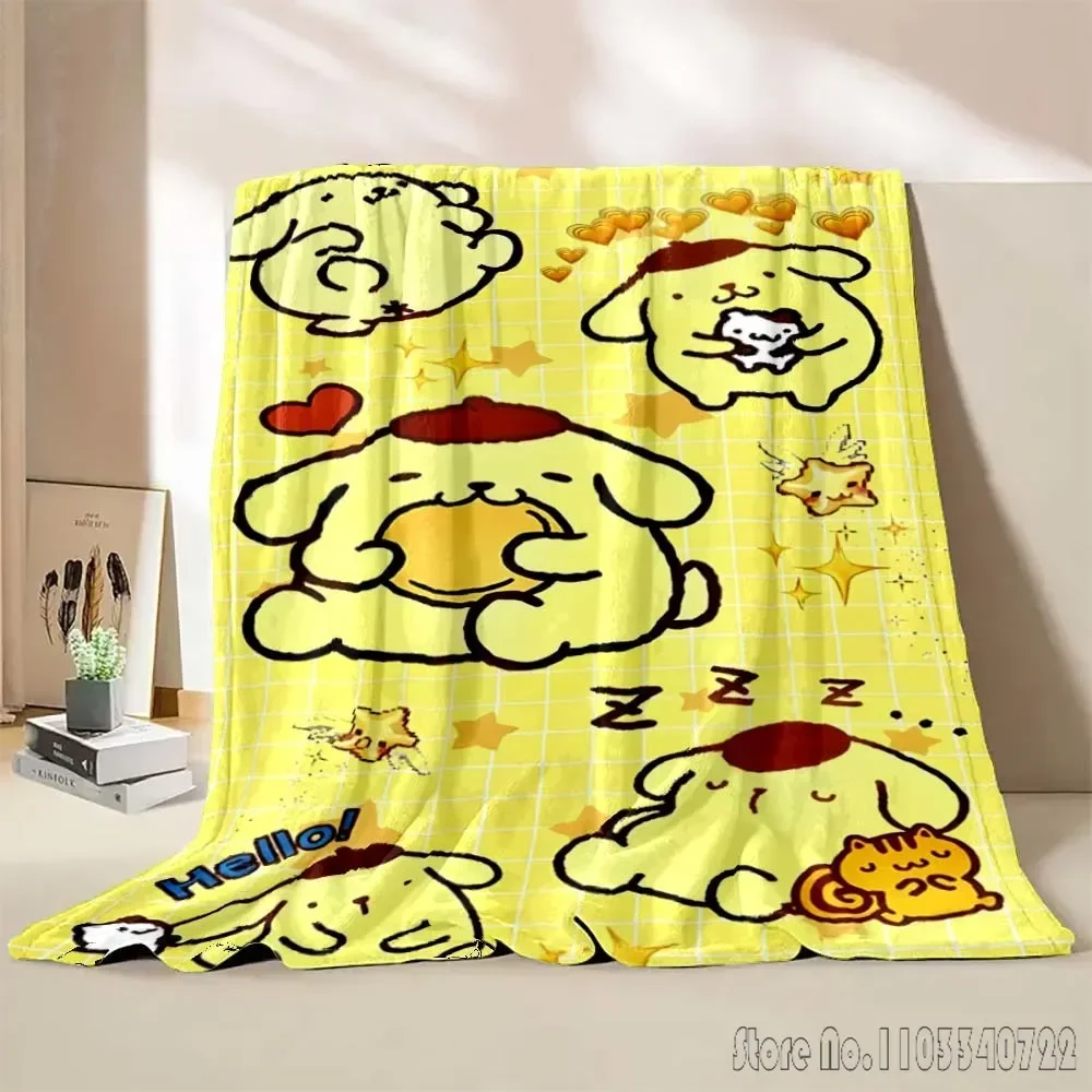 Anime Pom Purin Coperta Sanrio Copridivano per divano letto Coperta trapuntata morbida e soffice per quattro stagioni Coperta in flanella Regalo per ragazza per bambini