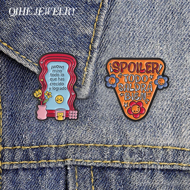 Spoiler Todo Saldrá Bien Spanish Positive Quote Enamel Pins Mira Todo Lo Que Has Crecido Y Logrado Brooches Inspirational Badges