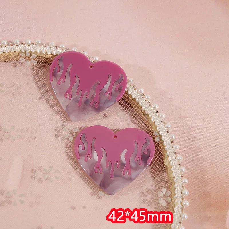Perles acryliques en forme de cœur, motif coloré, style dessin animé, pour bijoux, vêtements, porte-clés, pendentif, accessoire, 50 pièces/lot, nouveau style