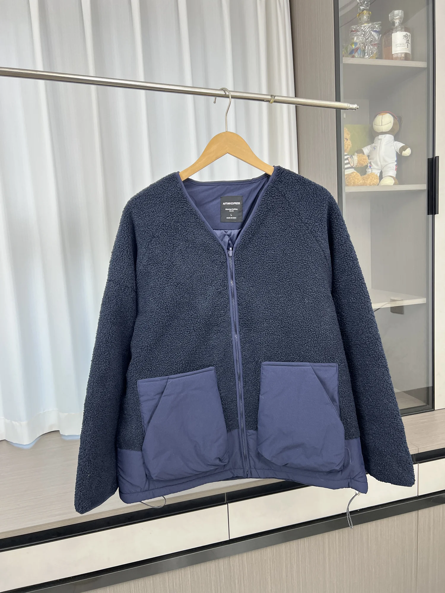 

Японская бархатная мужская одежда контрастного цвета с v-образным вырезом, теплая свободная хлопковая куртка с v-образным вырезом, осенне-зимняя одежда