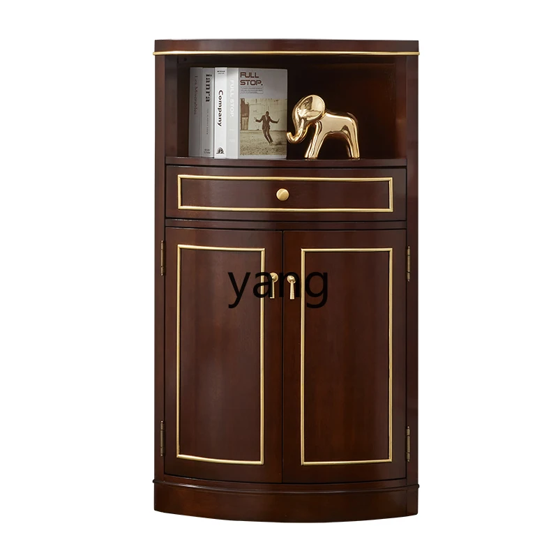 

LTT American Solid Wood Corner Cabinet Restaurant Semicircular Corner Cabinet Triangle Tea Corner Cabinet