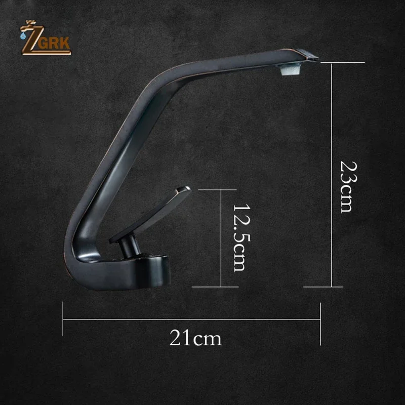 ZGRK حوض الحنفيات الحديثة الحمام صنبور حوض خلاط أسود مغسلة صنبور مقبض واحد ثقب واحد أنيقة الحنفيات للحمام #3