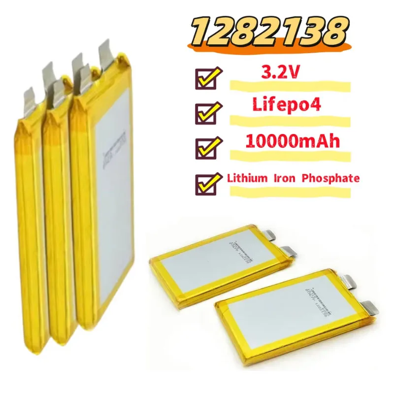 1282138 10000mAh Lifepo4 Lithium Iron Phosphate Battery 3.2V High Capacity for Electric Bicycle Tablet PC GPS DVD Backup Battery