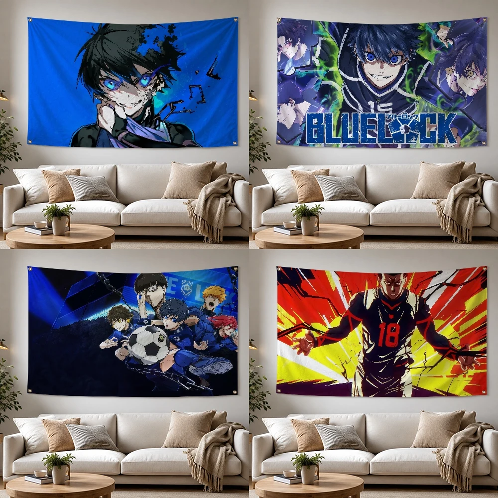 B-Blue L-Lock Anime Outdoor Flag for Home Camping Party Club Decor Garden Yard Wall Hanging Banner
