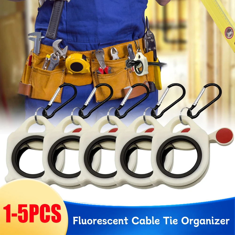 Reusable Fluorescent Cable Tie Organizer Electrical Wire Ties Clip Plastic Wire Ties Keeper Portable Cable Tie Storage Tool