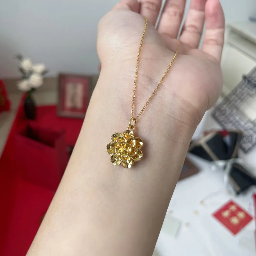 

Винтажное легкое роскошное глянцевое ожерелье с цветком пиона для женской моды, простой и роскошный кулон, свадебные украшения, подарки