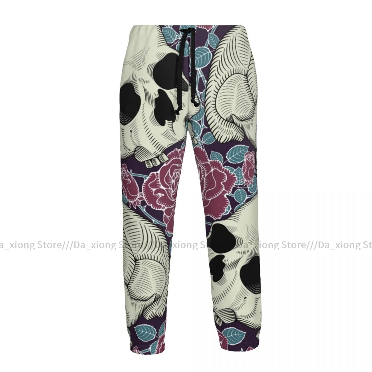 

Men Jogging Pants Streetwear Loose Casual Trouser Skulls And Roses Man Pants Sweatpants