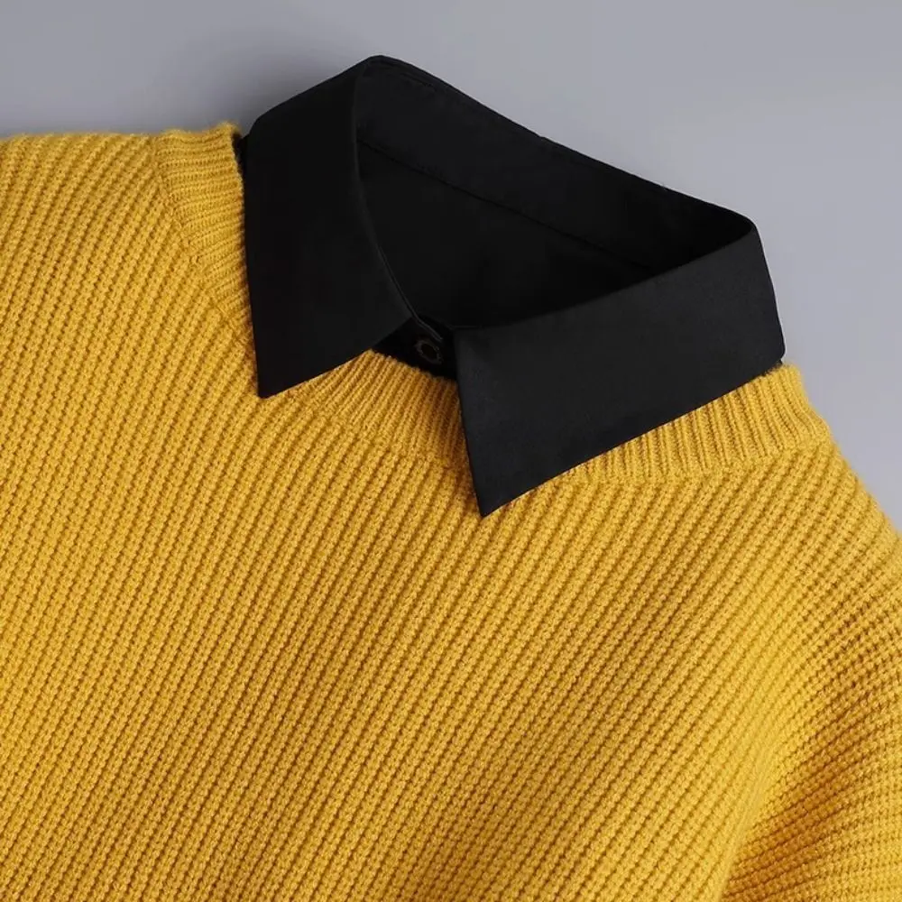 Elegant Detachable Fake Collar White Sharp Collar Lapel Half Shirt Black Korean Style Adjustable Neckline Female
