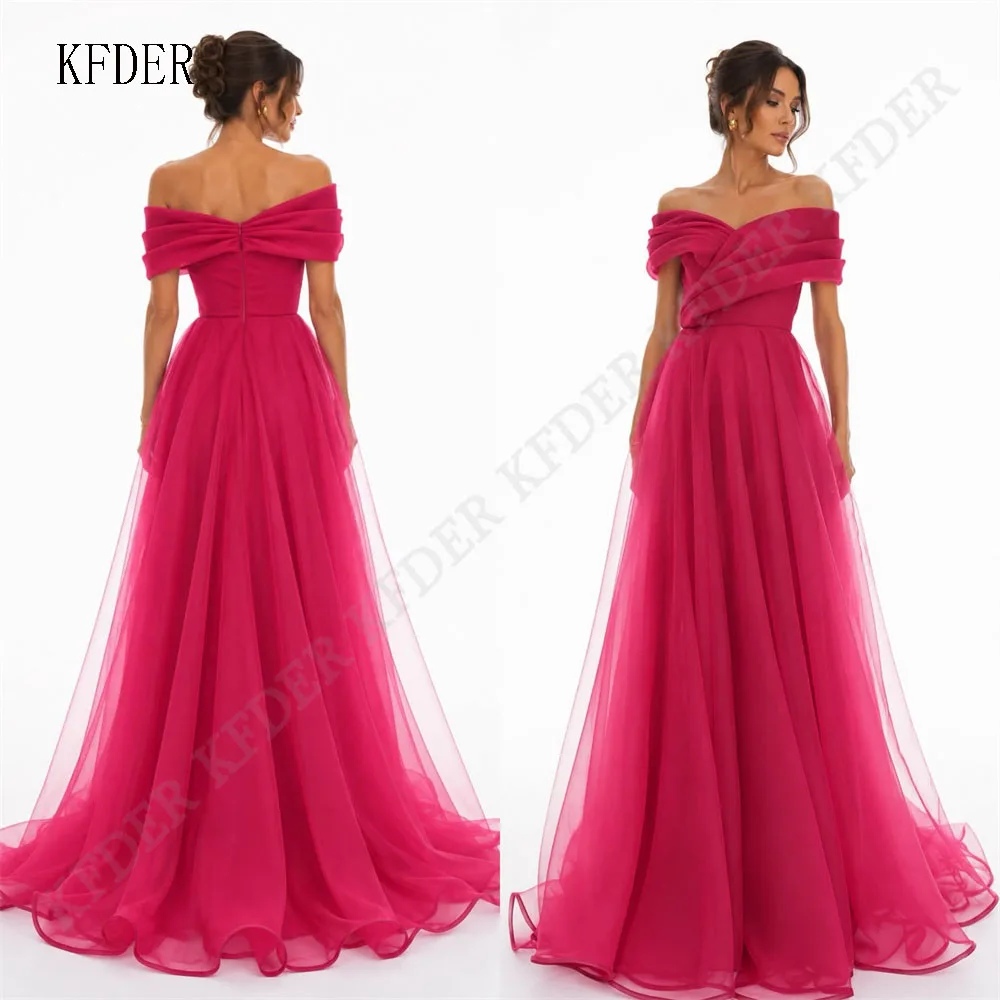 Fashion Pink Off Shoulder Strapless Long Dresses Bespoke Occasion Dresses Tulle A Line Evening Dress Prom Gowns Available