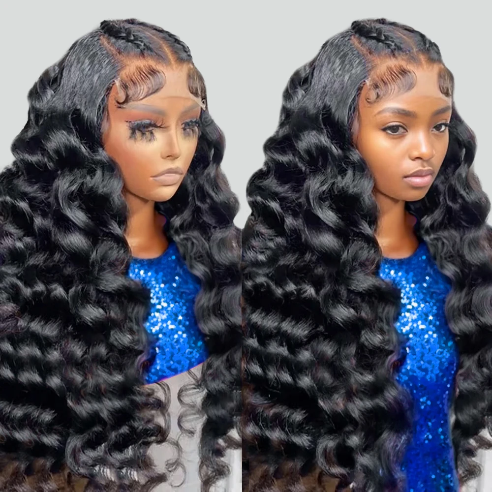 40 Inch Brazilian Nature Water Wave 250 Density 13x6 HD Transparent 13x4 Lace Front Human Hair Wig 360 Full Lace Frontal Wigs