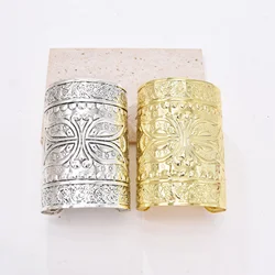 Gold/Silver Plated Alloy Carved Wide Cuff Bracelet Adjust Women's Open Cuff Bangle Fashion Gothic Ethnic Punk Style Bracelet