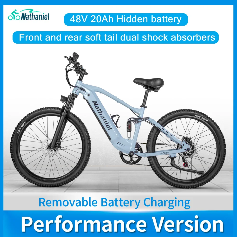 

Nathaniel SYR03 E-Bike 1000W Brushless Motor,48V20AH Detachable Battery,27.5" E-Mountain Bike,70KM Range,45KM/h,for Outdoor Ride