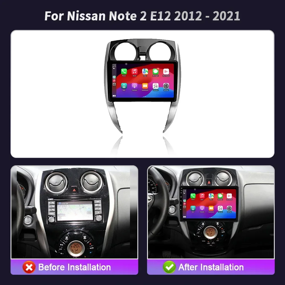 For Nissan Note 2 E12 2012-2021 Android 14 Car Radio Multimedia System player Stereo Auto Bluetooth CarPlay Screen 2DIN