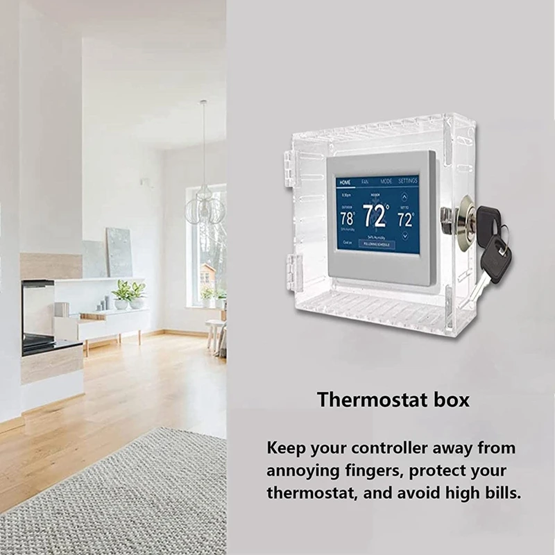 1 PCS Thermostat Lock Box Thermostat Cover With Lock Box Guard With Key Universal ABS For Thermostat On Wall Home