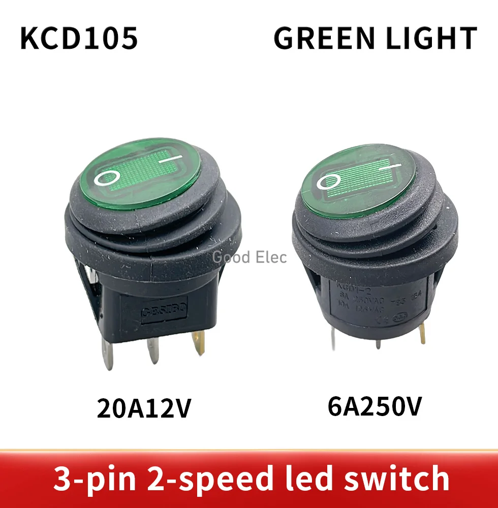 5pcs On/Off 12V DC 25A 220V AC 6A Rocker Switch IP65 Waterproof 3Pin SPST LED illuminated Hot Sale Low Price Light Switch FY