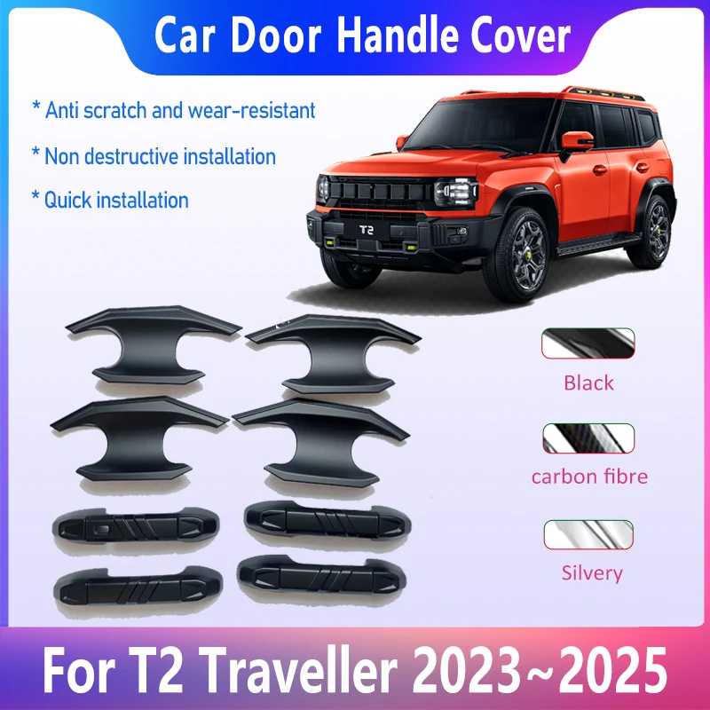 

Door Handle Cover For Jetour T2 Traveller 2023 2024 2025 Shanhai Black Matte Car External Handles Protective Covers Accessories