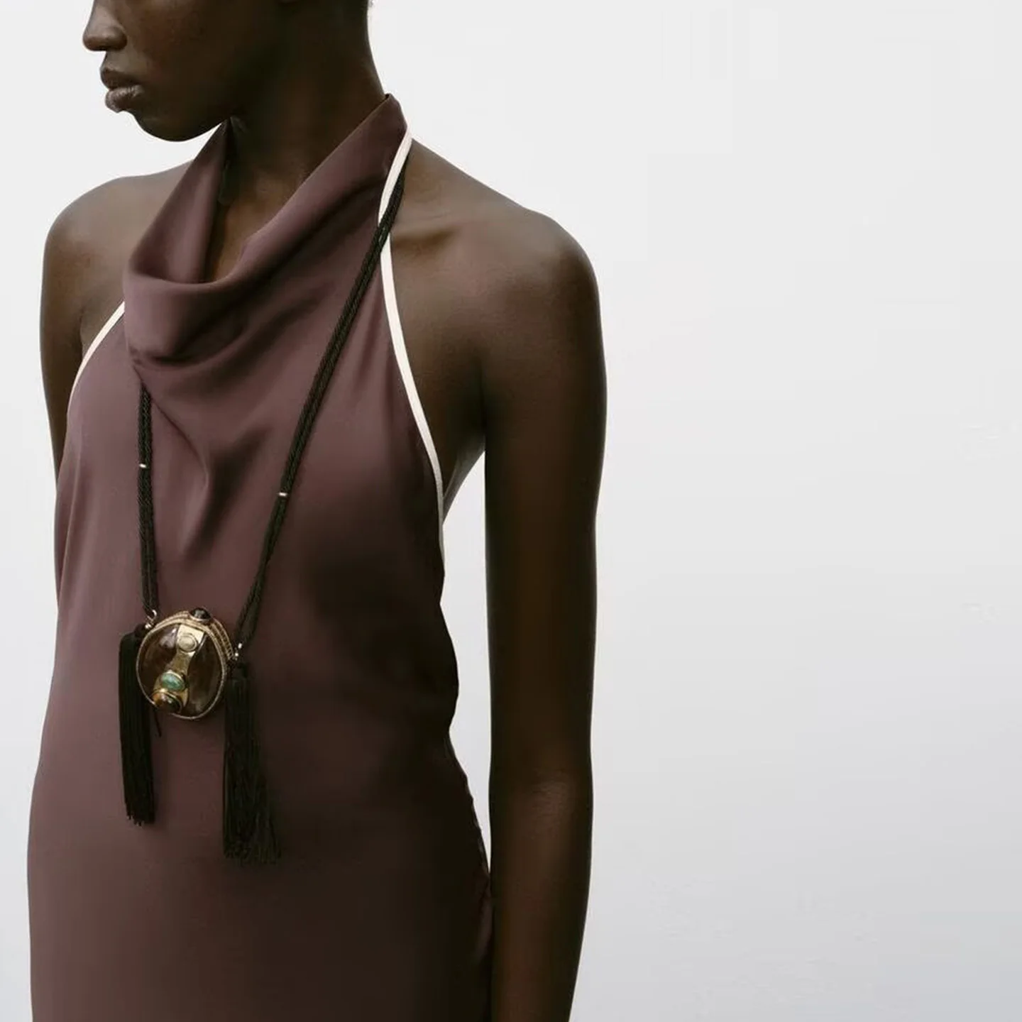 Midi satén de seda Dr con adorno de encaje mujer Sle otoño 2025 nueva llegada Z marca Casual uso diario origen chino