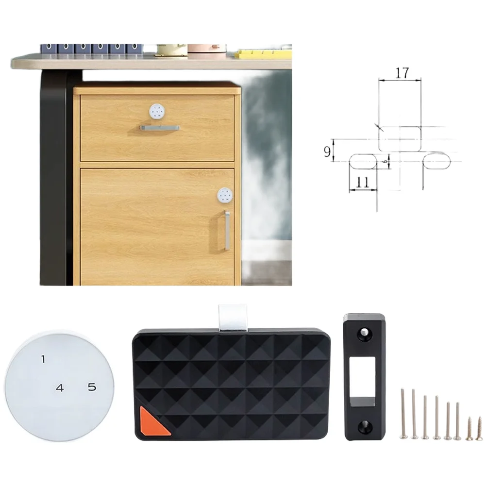 Electronic Combination Lock with Touch Keypad for Cabinet Drawer Rotary Tongue Mechanism Wide Compatibility Design