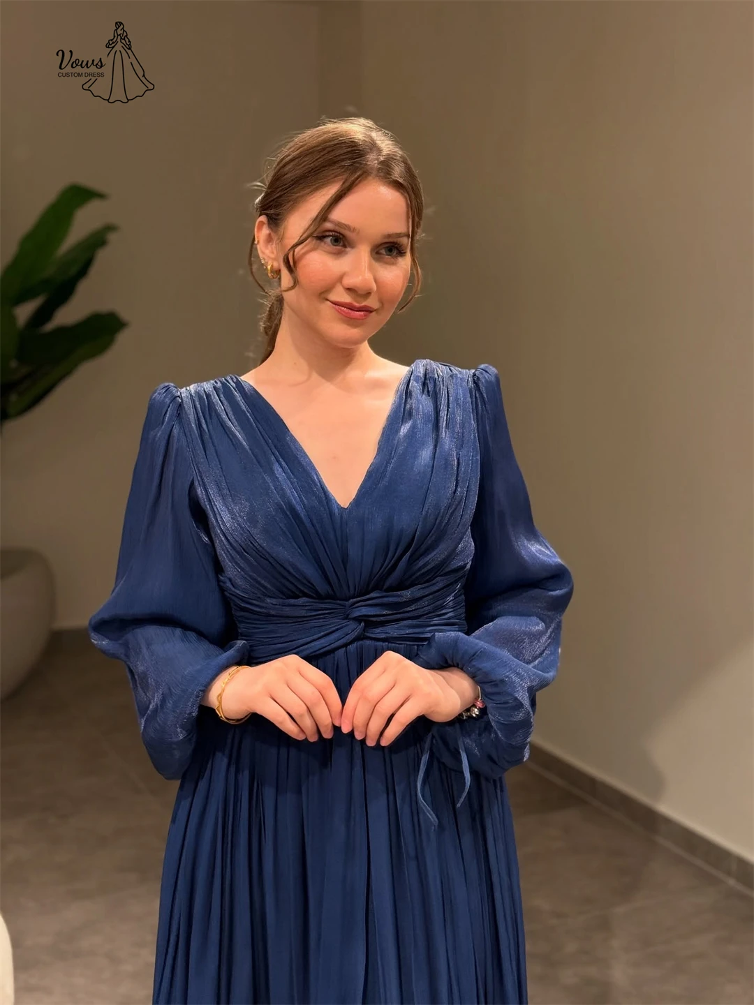 보브 쉬폰 파티 드레스 웨딩 드레스 웨딩 파티 드레스 맞춤 제작 V넥 라인 A라인 이브닝 드레스 럭셔리 2025 프롬 가운
