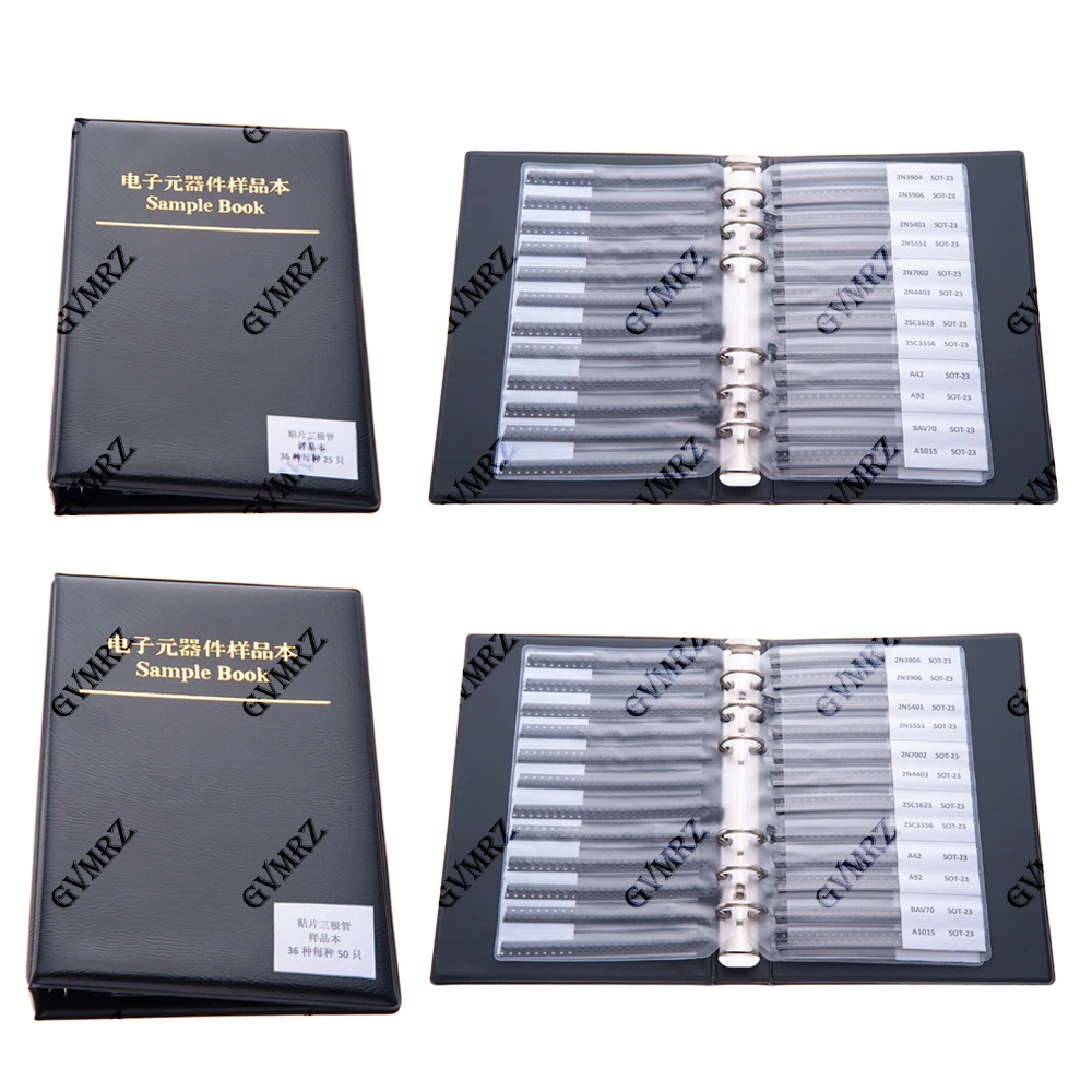 21/36 Values SOT-23 25/50PCS BC807 BC817 SMD SMT NPN PNP 5551 2222 SOD  TL431 Transistor Diode Assortment Book Kit