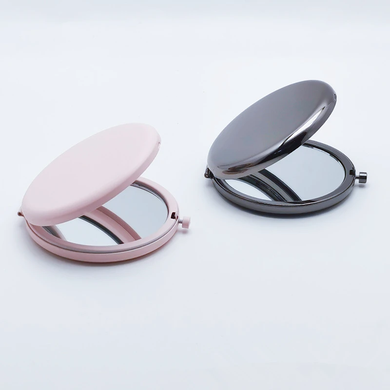 50pcs Mini Folding Pink Mirror Round Mirrors Simple Makeup Mirrors Pocket Mirrors For Girls Women