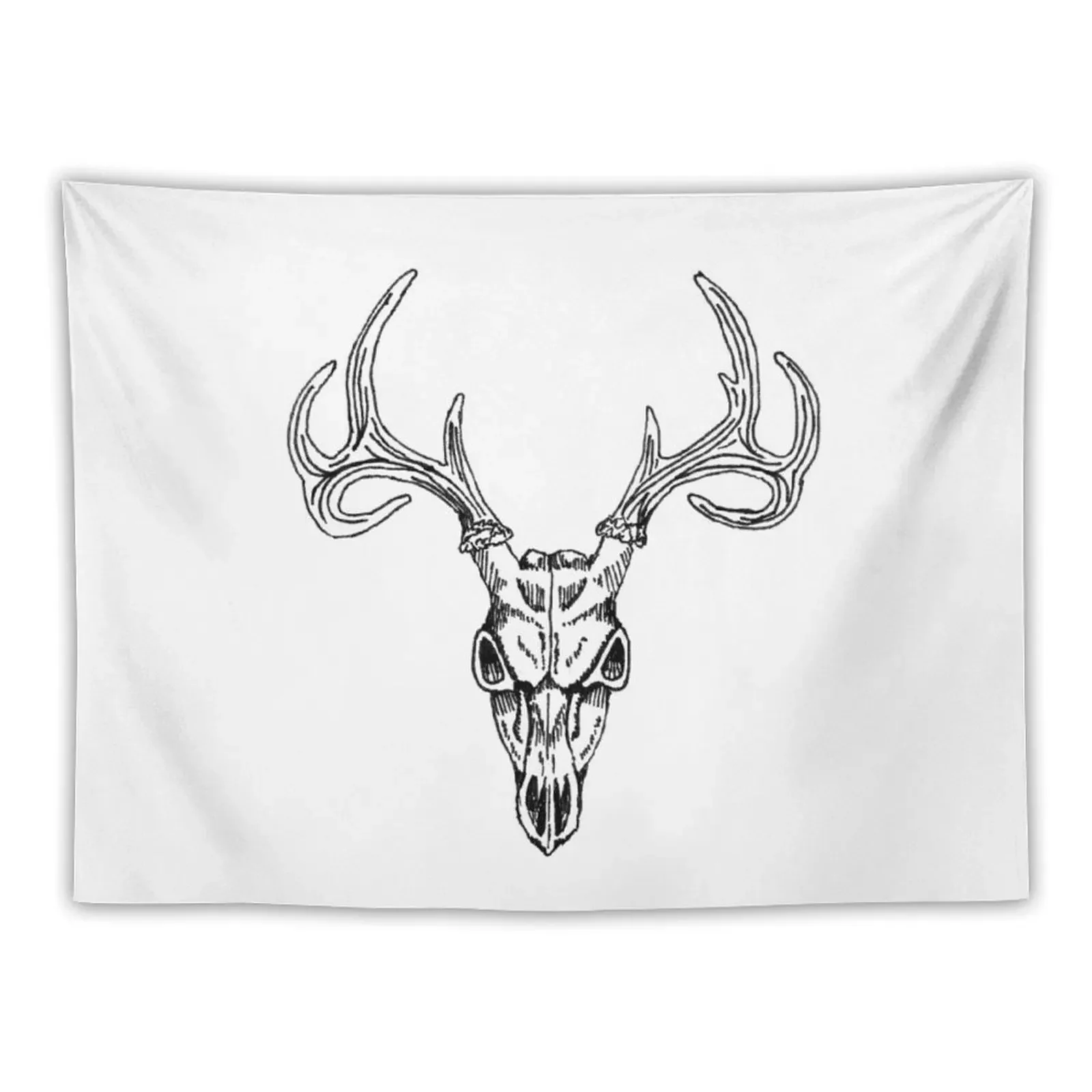 

White Deer Skull on Red Tapestry Room Decoration Accessories Room Aesthetic Tapestry