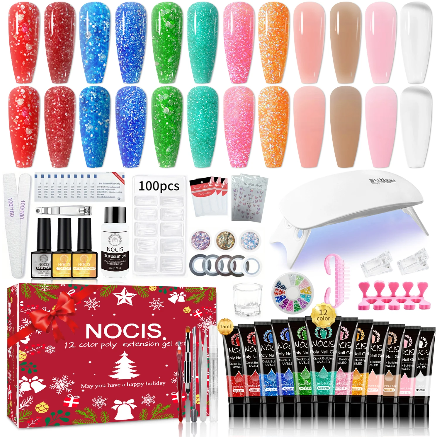 Polymer Nail Extension Kit, 1-Color Gel Polish Set for Beginners and Professionals – DIY Starter Manicure Gift with Shiny Length