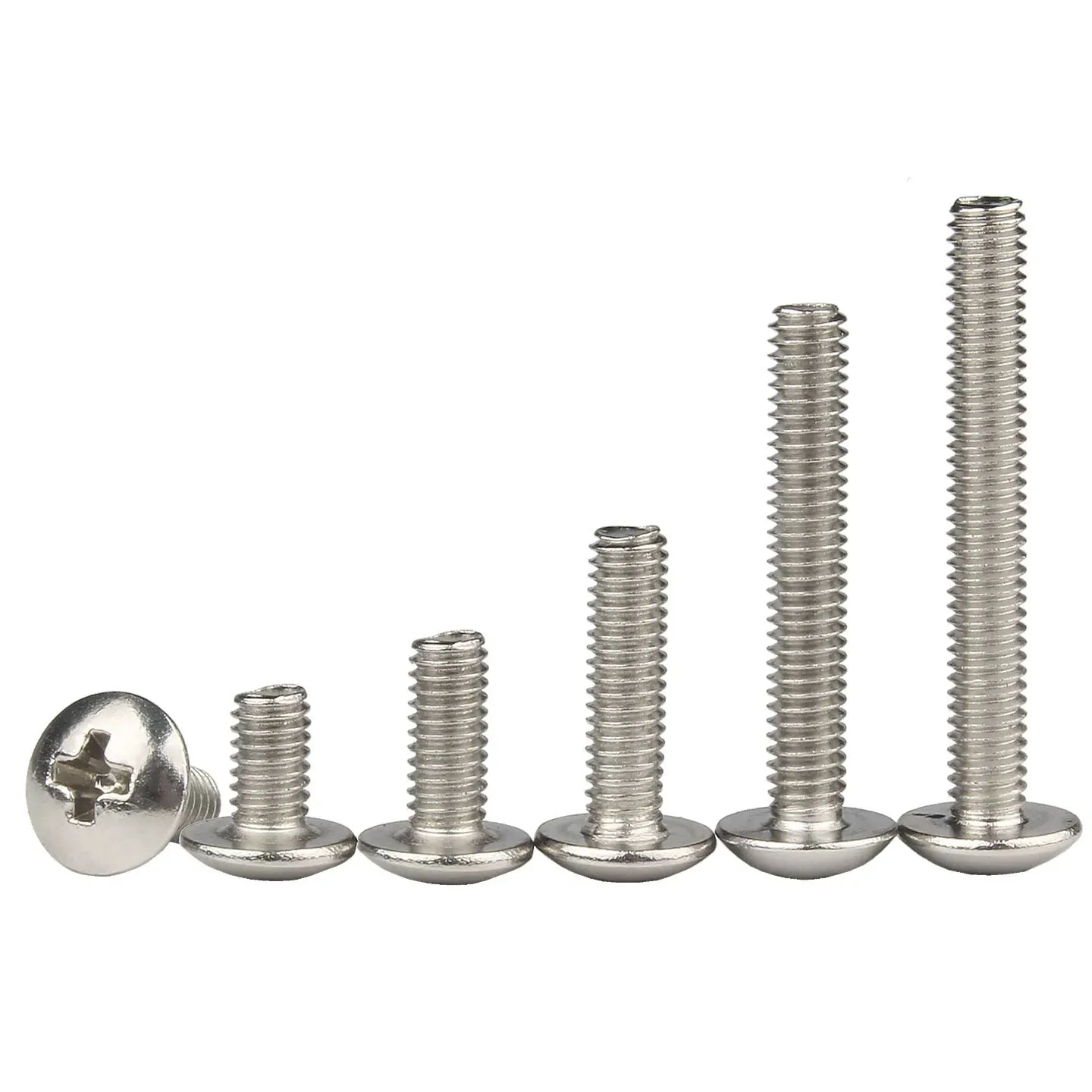 5~200Pcs M2 M2.5 M3 M4 M5 M6 Nickel-Plated Carbon Steel Cross Recessed Truss Head Large Flat Round Head Screw Bolts