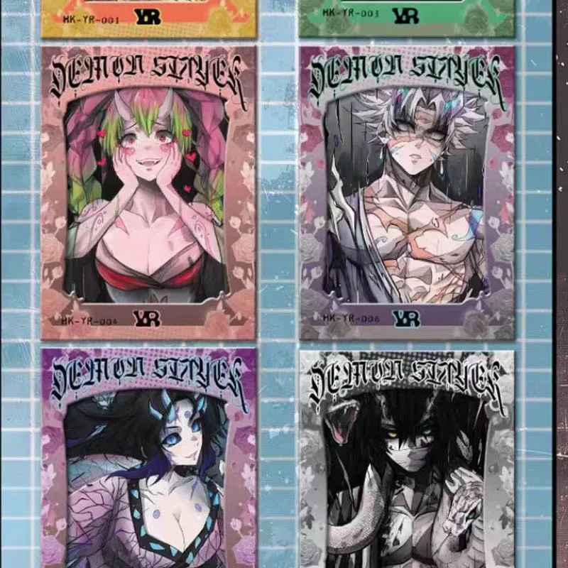 Demon Slayer Collection Huanka Immortal Breath Cute Transparent Raster Card 1 BOXFolding Sticker Anime Trading Cards