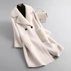 Women's Loose Fur Coat, Female Overcoat, 100% Australian Lamb Wool Particles, Sheep Sheep Jacket, Warm Fur Coat, Winter, 2023