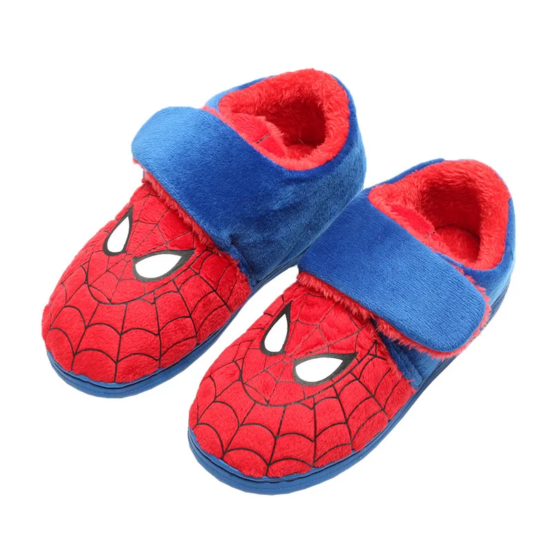 Disney Children Cotton Slippers Winter Cartoon McQueen Car Cotton Shoes Home Soft Cotton Slippers Red Black Shoes Size 16.5-22.5