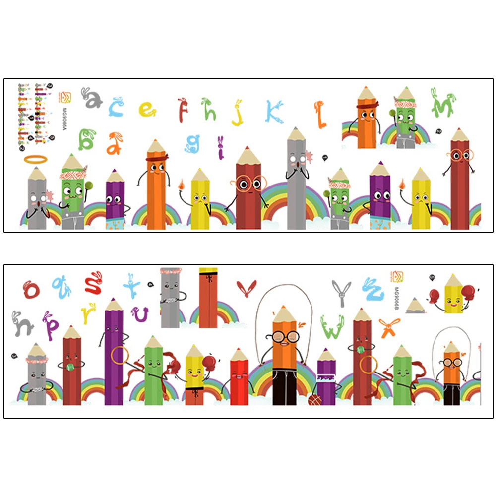 

Pencil Painting Wall Stickers Alphabet Decor Room Nursery Decals Letter Design Bright Beautiful Easy Remove No Residue Flat