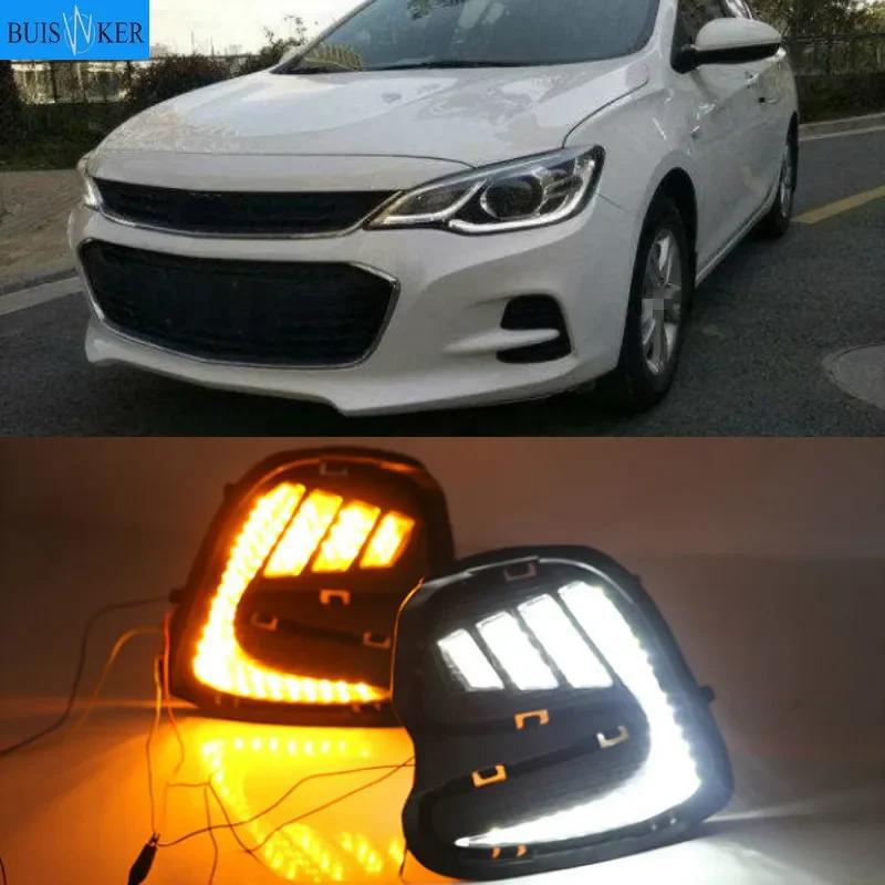 

2PCS LED DRL For Chevrolet Cavalier 2016 2017 2018 Daytime Running Lights Turn Signal Fog Lamp Cover