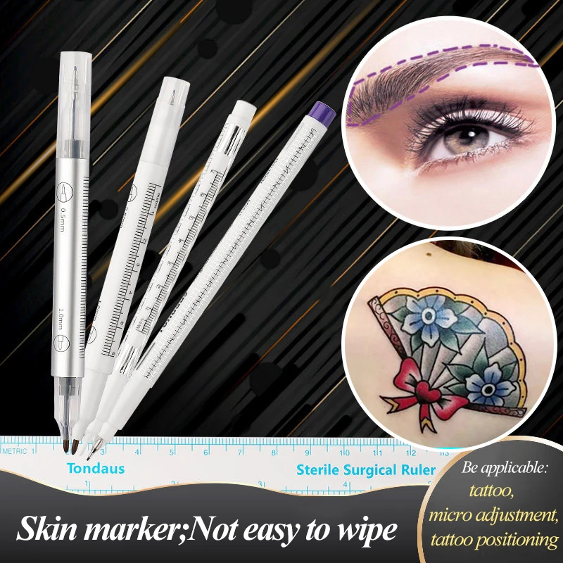 Beauty Pen Skin Marker for Eyebrow Skin Marker Pen Tool Tattoo Microblading Positioning Measure Stationery Set