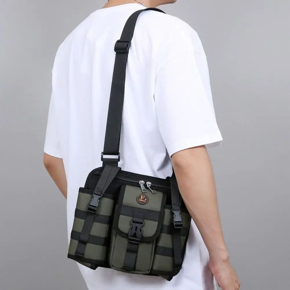 

Multifunctional Men's Shoulder Bag Multi Pockets Large Capacity Oxford Crossbody Bags Casual Bottle Holder Outdoor Chest Bag
