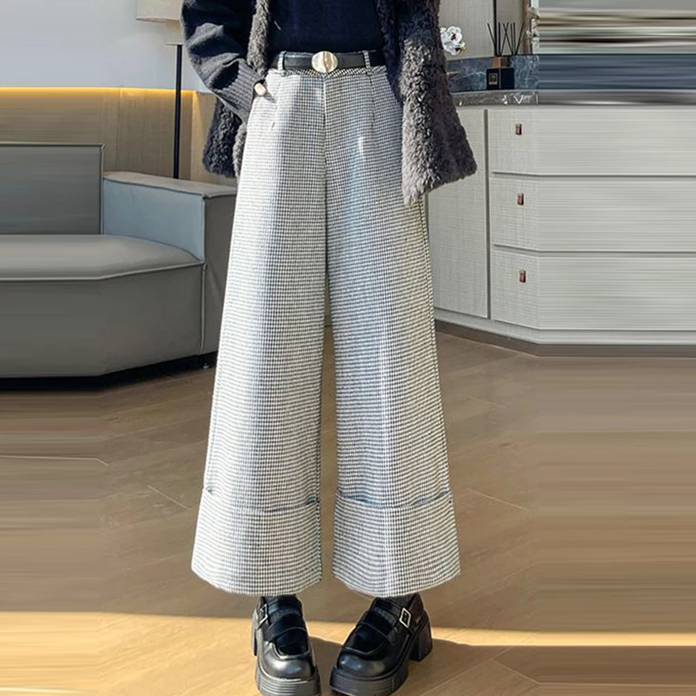 Retro wide-leg pants women's autumn and winter 2025 new high-waisted and thin loose casual straight nine-point pants