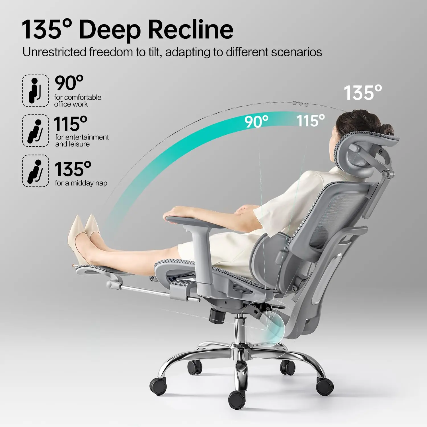 Customized Modern Office Ergonomic Mesh Chair Comfortable Nap Time Reclining Revolving Feature Adjustable Headrest Factory Use