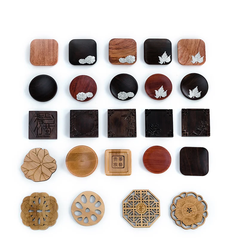 Ebony Solid Wood Tea Cup Pad, Japanese Retro Zen Tea Ceremony, Kungfu Tea Cup Holder, Heat Insulation, Anti Scalding Coaster