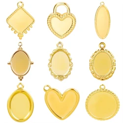 5pcs/lot Stainless Steel Round Oval Heart Shaped Tray Pendants Base Settings Charms DIY Jewelry Making Supplies Necklace Earring