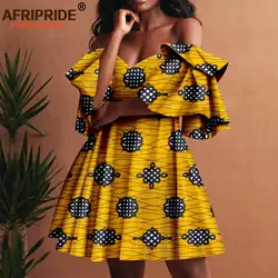 Women`s Dresses African Clothes Off Shoulder High Waist Elegant Dress Women's Sexy Casual Party Mini Dress Print Attire A2225019