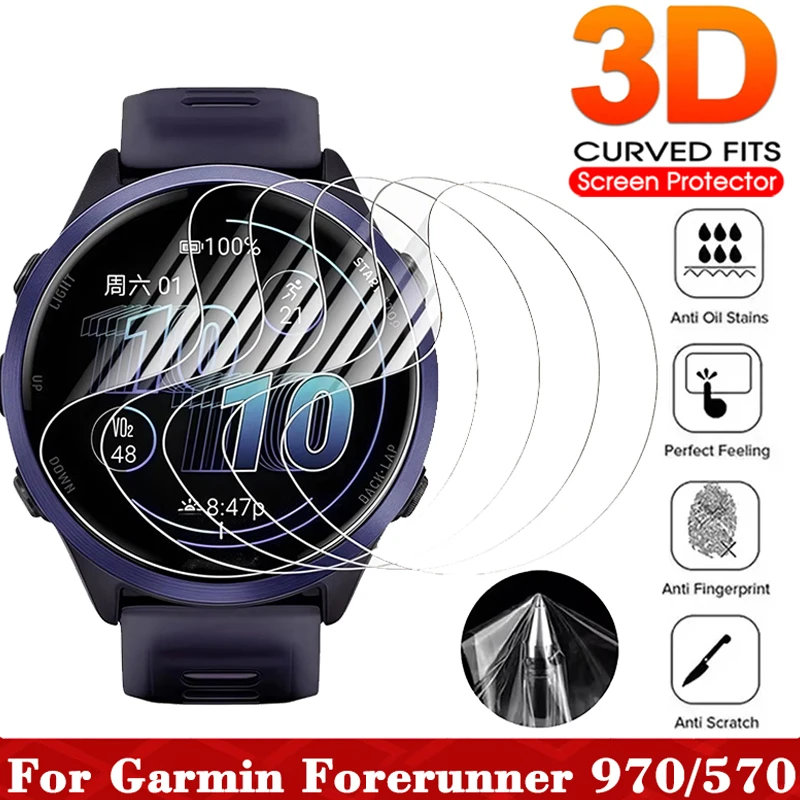 Protecteur d'écran souple en TPU pour Garmin Forerunner 570, 42mm/47mm, Film Hydrogel HD transparent pour montre Garmin Forerunner 970, 1 à 5 pièces