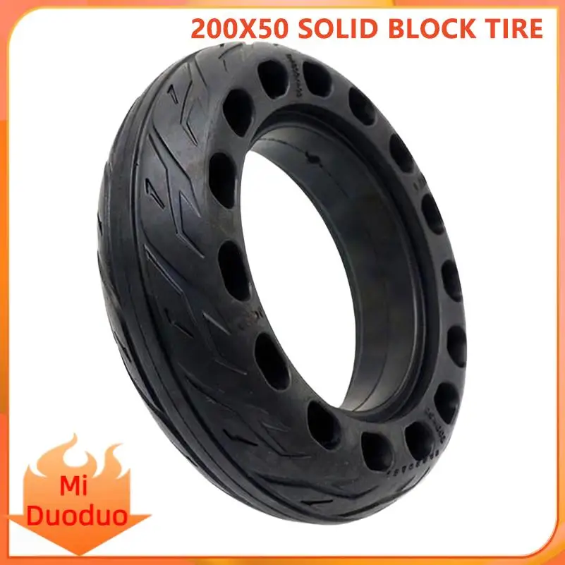 8-inch 200 by 50 solid rubber tire square hole design for electric scooter non-pneumatic replacement