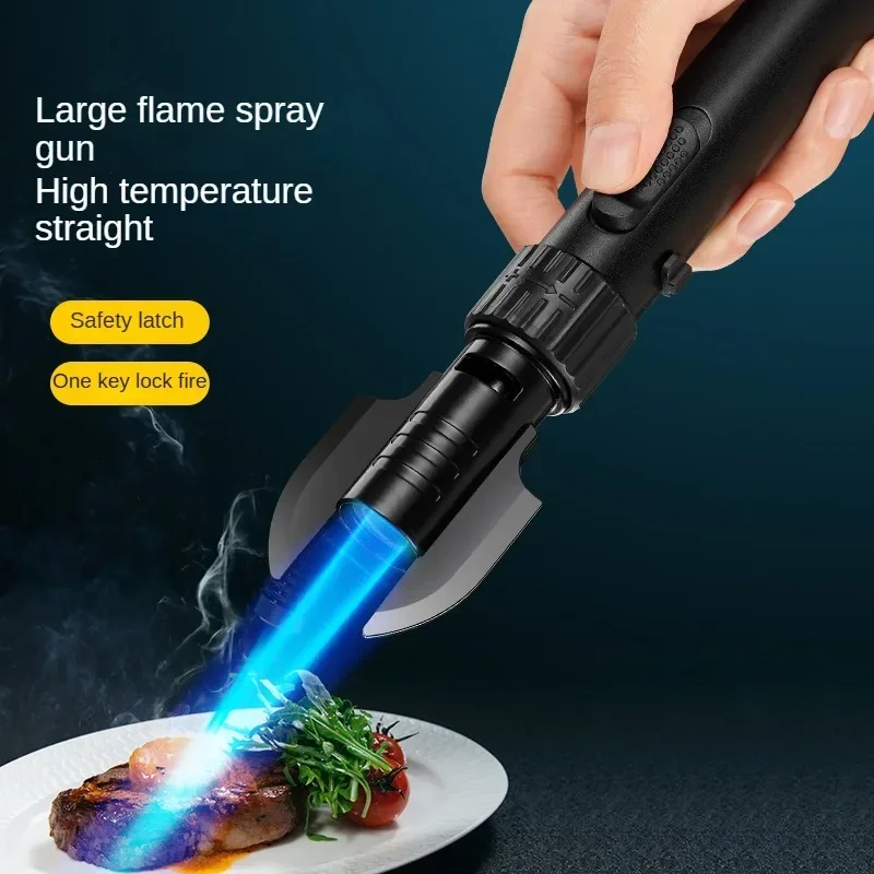 Metal Powerful Windproof Spray Gun Butane Gas Blue Flame Turbine Jet Torch Lighter Kitchen Cooking Welding BBQ Camping Tools