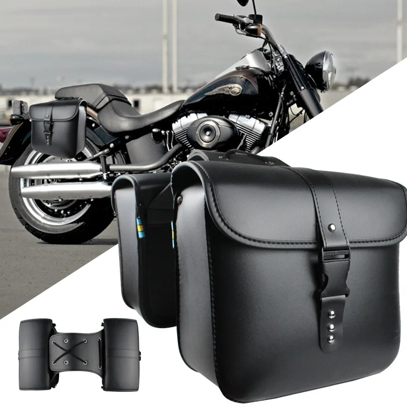 Universal Motorcycle PU Leather Storage Bag Travel Riding Tail Luggage Suitcase Tank Bag Side Saddle Tool Bags For Motorbike