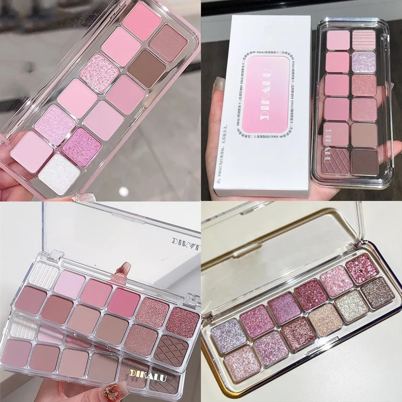 Rose Pink Eyeshadow Makeup Palette Waterproof Nude Shimmer Matte Eyeshadow Purple Eye Makeup Shadow Korean Cosmetics Dupes Girls