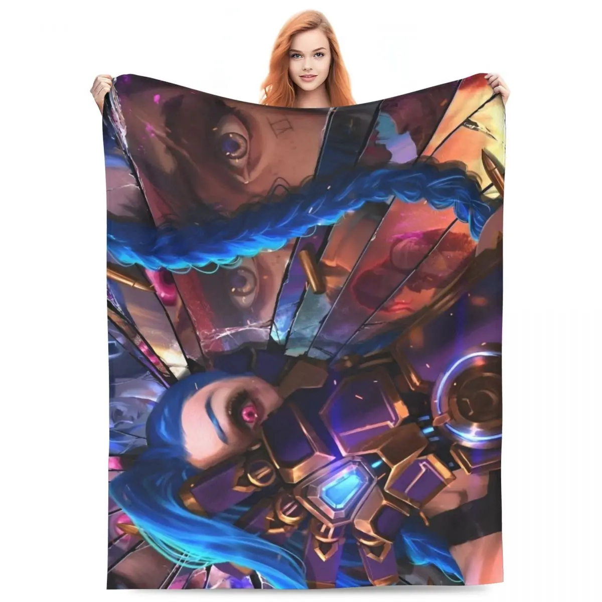 Hot Anime Arcane Cartoon Printed Blanket Warm Soft Aesthetic Plush Throw Blanket For Girls Boys Bed Flannel Bedspread Bed Cover